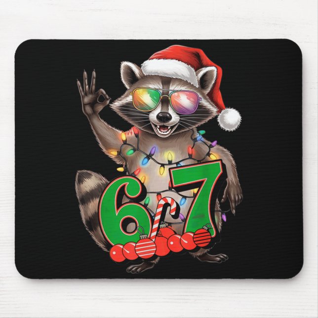 67 Christmas Funny Raccoon Festive 6-7 Meme Boys G Mousepad (Vorne)