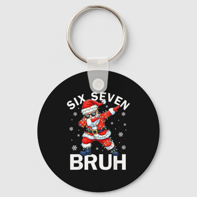 67 Christmas Funny Six Seven Bruh Meme Dabbing San Schlüsselanhänger (Vorderseite)