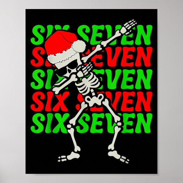 67 Christmas Funny Six Seven Meme Brainrot Dabbing Poster (Vorne)