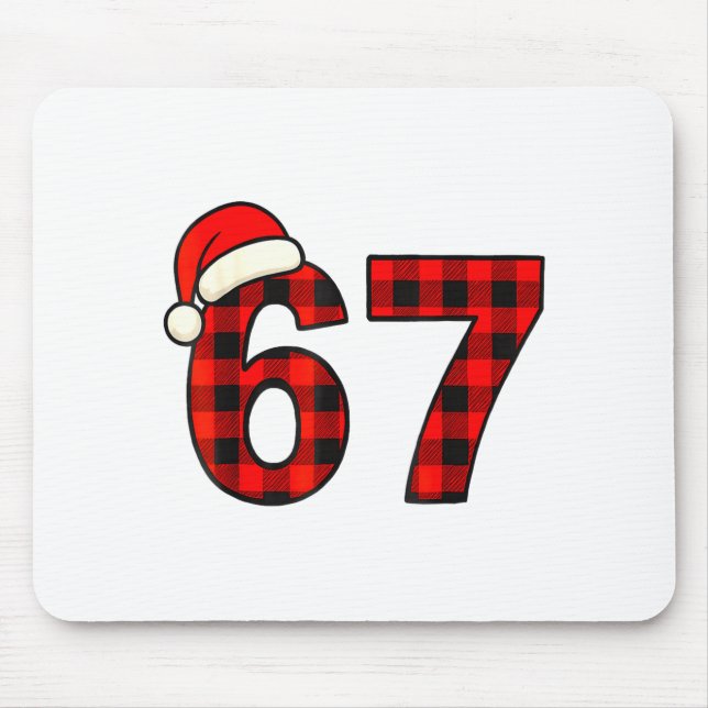 67 Christmas Funny Six Seven Meme Brainrot Plaid S Mousepad (Vorne)