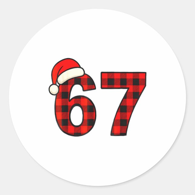 67 Christmas Funny Six Seven Meme Brainrot Plaid S Runder Aufkleber (Vorderseite)