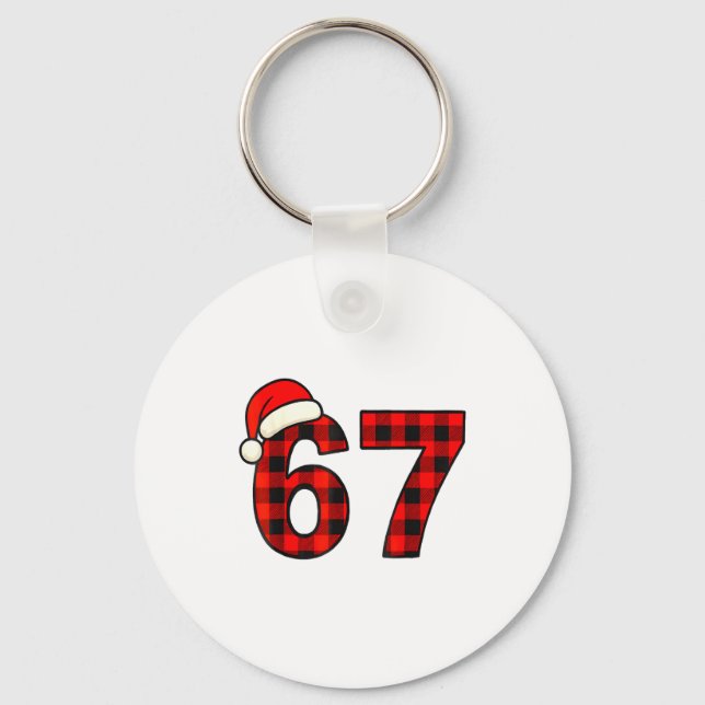 67 Christmas Funny Six Seven Meme Brainrot Plaid S Schlüsselanhänger (Vorderseite)