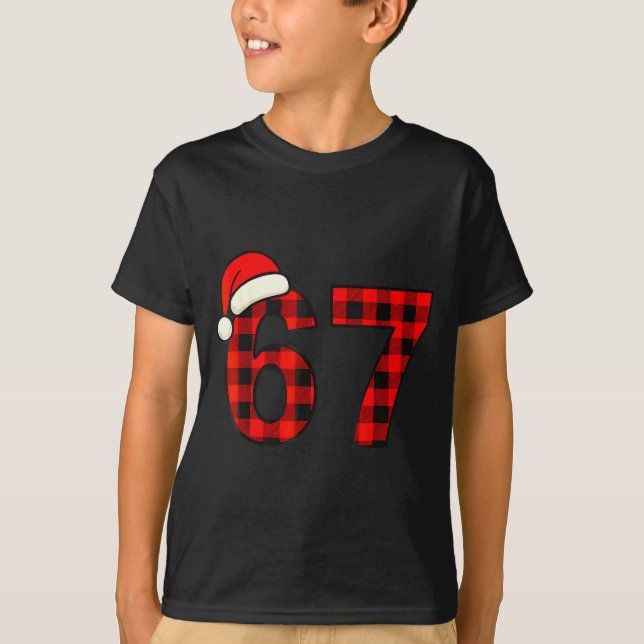 67 Christmas Funny Six Seven Meme Brainrot Plaid S T-Shirt (Vorderseite)
