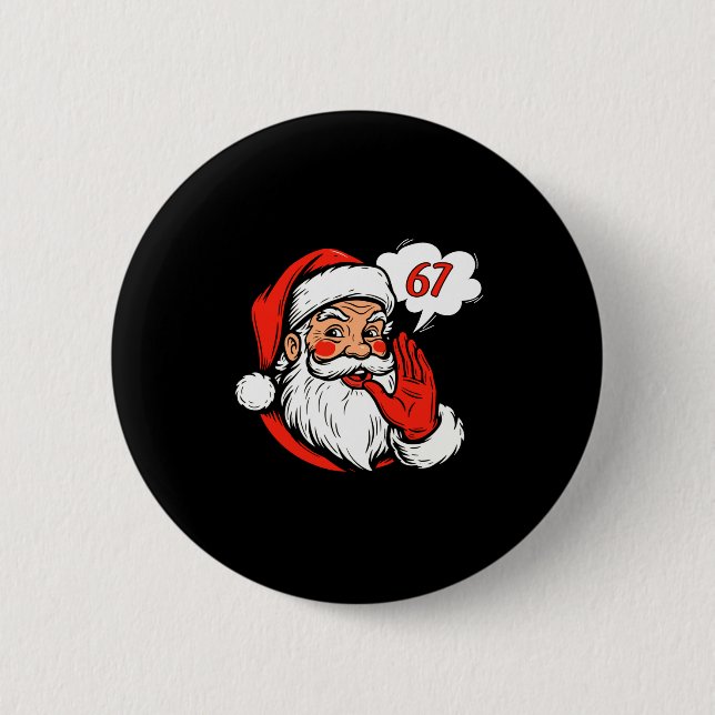 67 Christmas Funny Six Seven Meme Brainrot Santa C Button (Vorderseite)