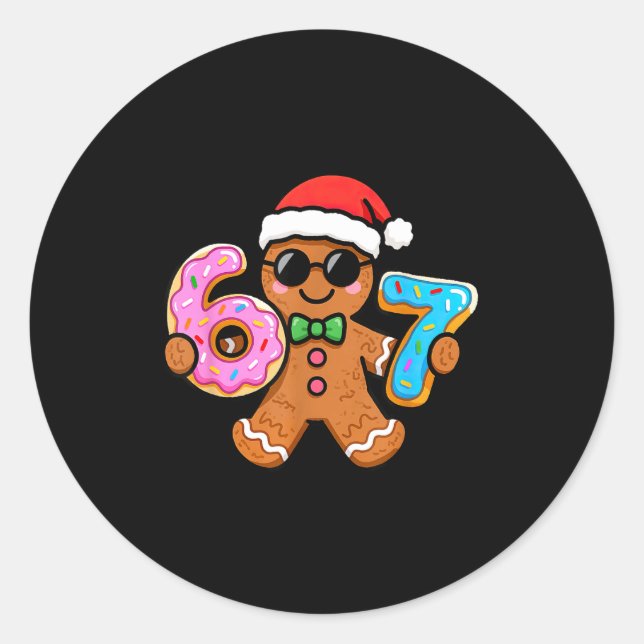 67 Christmas Gingerbread Six Seven Meme Gen Alpha  Runder Aufkleber (Vorderseite)