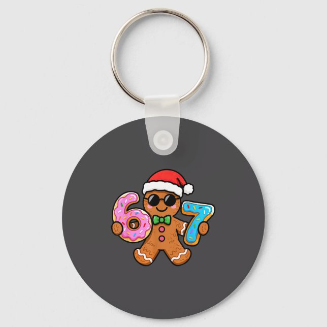 67 Christmas Gingerbread Six Seven Meme Gen Alpha  Schlüsselanhänger (Vorderseite)