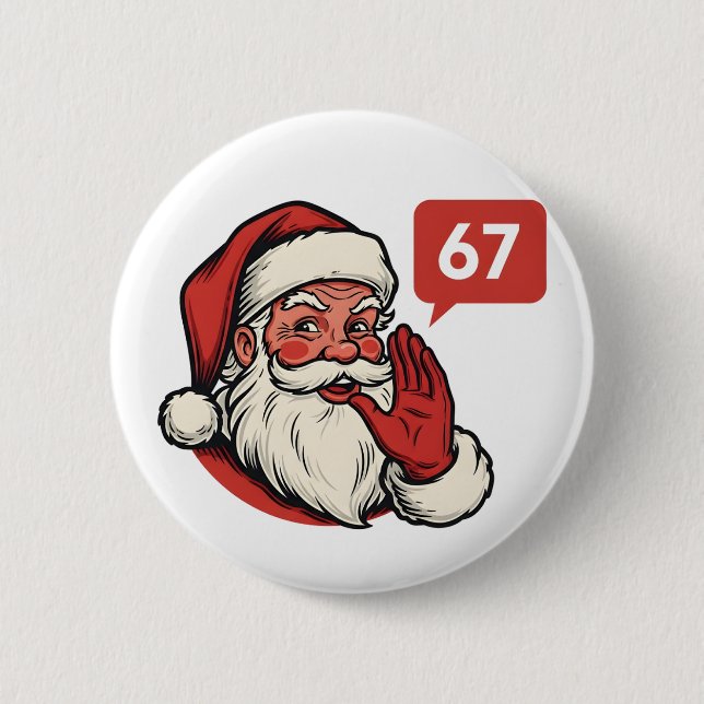 67 Christmas Merry Six Seven Brainrot Santa Claus Button (Vorderseite)