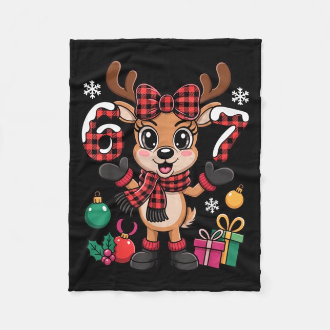 67 Christmas Outfit Women Meme Reindeer Six Seven  Fleecedecke (Vorderseite)