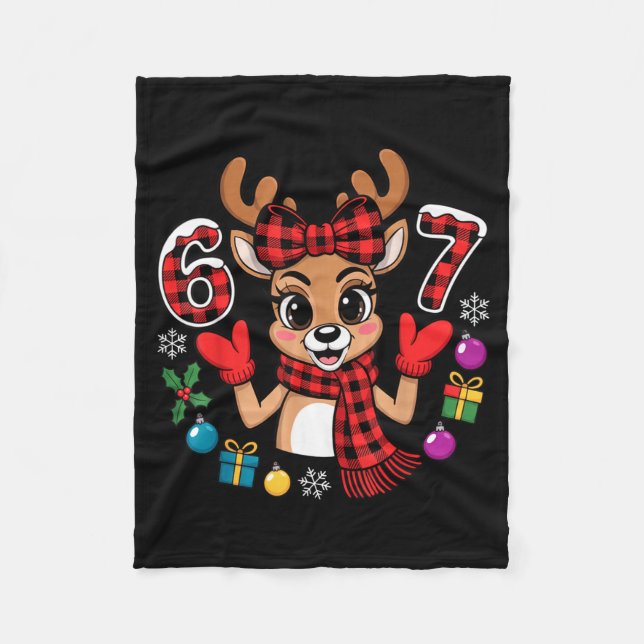 67 Christmas Outfit Women Meme Reindeer Six Seven  Fleecedecke (Vorderseite)