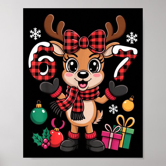 67 Christmas Outfit Women Meme Reindeer Six Seven  Poster (Vorne)