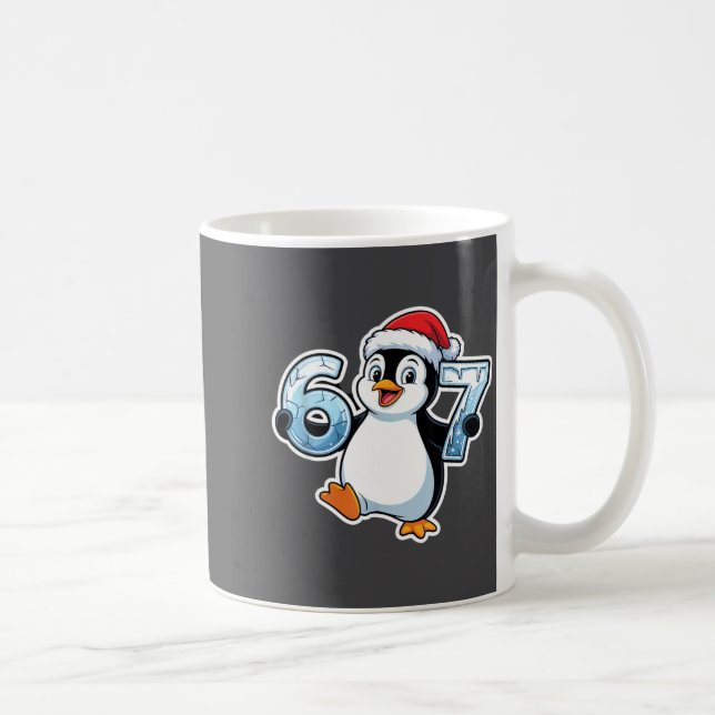 67 Christmas Penguin Santa Hat Birthday Holiday  Kaffeetasse (Rechts)