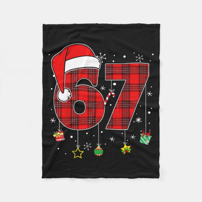 67 Christmas Plaid Santa Hat Funny Family Matching Fleecedecke (Vorderseite)