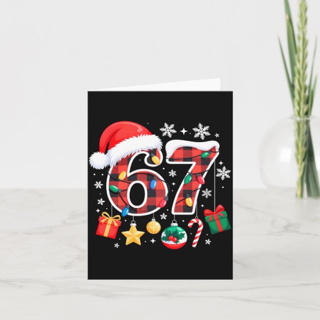 67 Christmas Red Plaid 6 7 Six Seven Boys Christma Karte (Vorderseite)