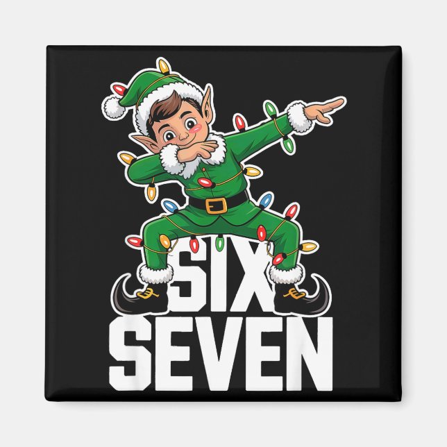 67 Christmas Six Seven 6 7 Meme Funny Dabbing Elf  Magnet (Vorne)