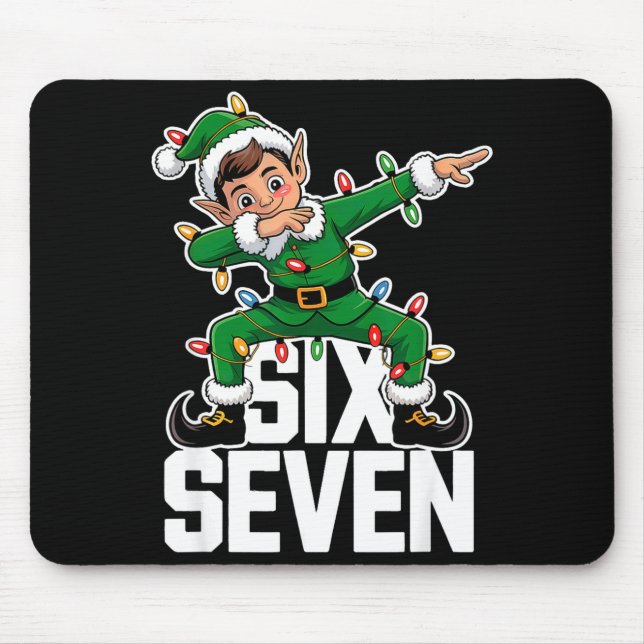 67 Christmas Six Seven 6 7 Meme Funny Dabbing Elf  Mousepad (Vorne)