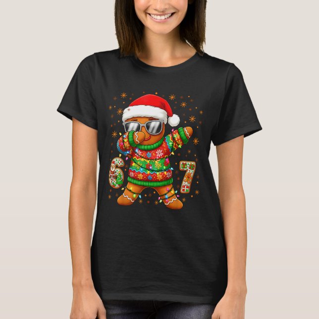 67 Christmas Six Seven Meme Gingerbread Santa Ligh T-Shirt (Vorderseite)
