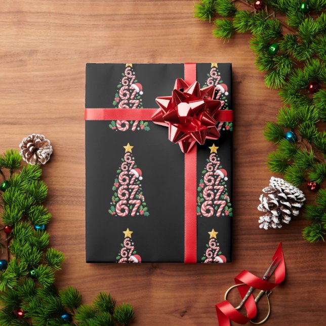 67 Christmas Tree Candy Cane Holiday Six Seven  Geschenkpapier (Feiertagsgeschenk)