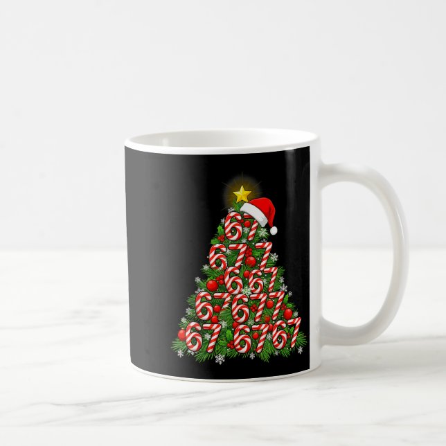 67 Christmas Tree Candy Cane Holiday Six Seven Mem Kaffeetasse (Rechts)