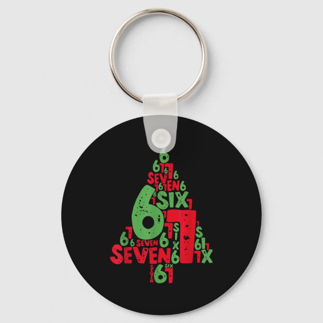 67 Christmas Tree Holiday Six Seven Meme Brainrot  Schlüsselanhänger (Vorderseite)
