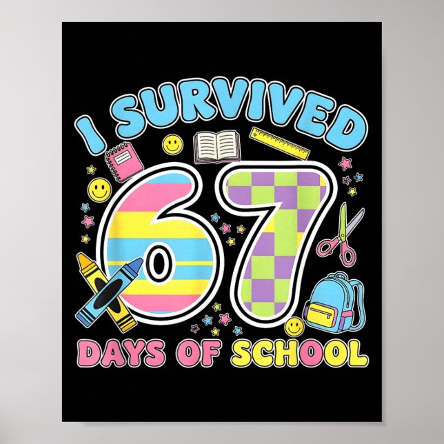 67 Clroom Milestone Cute Pastel Kids Humor  Poster (Vorne)