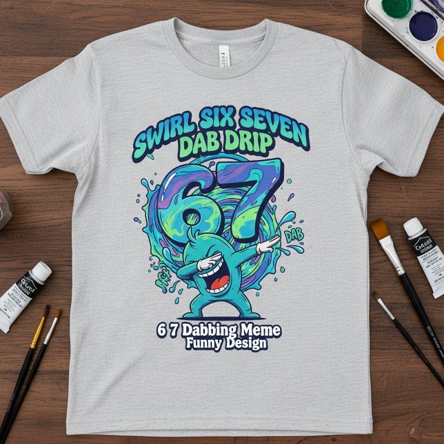  67 Dabbing Meme T-Shirt | Funny Swirl Drip  (Von Creator hochgeladen)