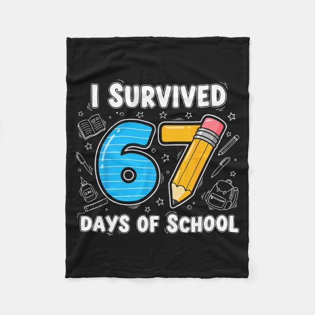 67 Days Of School Complete - Teacher Student Funny Fleecedecke (Vorderseite)