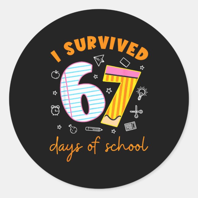 67 Days Of School Cool Teacher Design  Runder Aufkleber (Vorderseite)