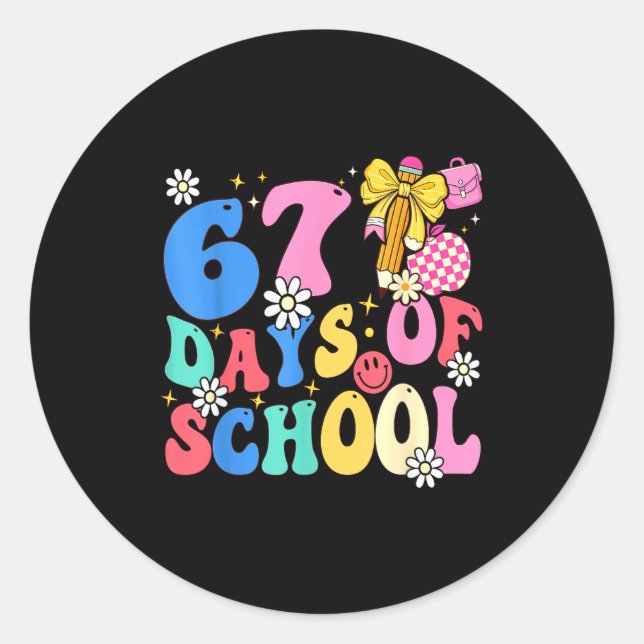 67 Days Of School Coquette Bow Students Teachers 1 Runder Aufkleber (Vorderseite)