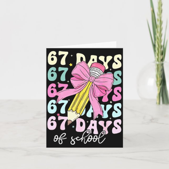 67 Days Of School Girls Coquette Bow 67th Day Of S Karte (Vorderseite)