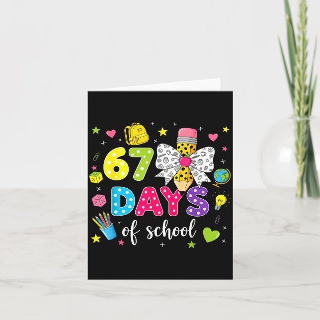 67 Days Of School Girls Coquette Bow Pencil 67 Day Karte (Vorderseite)