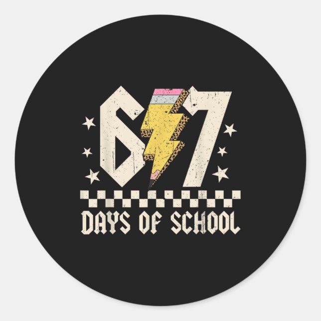 67 Days Of School Meme Slang Abcd Rock Boys Girls  Runder Aufkleber (Vorderseite)
