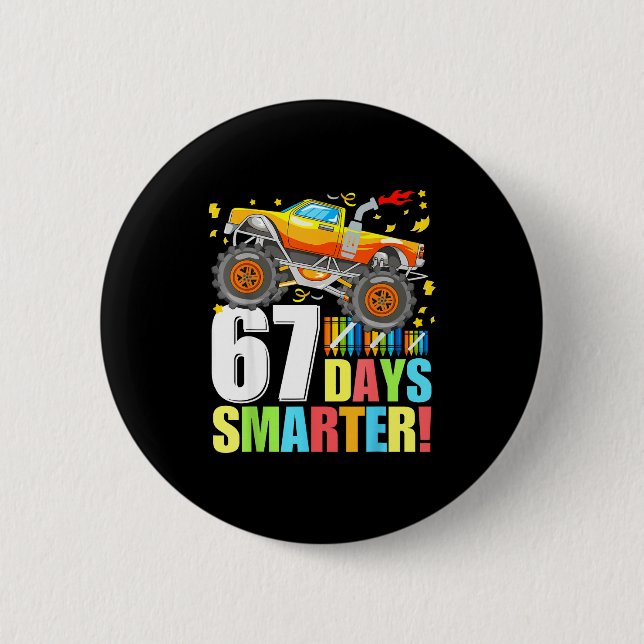 67 Days Of School Smarter Funny Six Seven Monster  Button (Vorderseite)