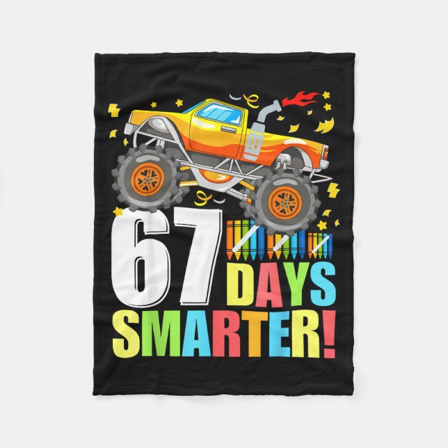 67 Days Of School Smarter Funny Six Seven Monster  Fleecedecke (Vorderseite)