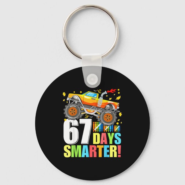 67 Days Of School Smarter Funny Six Seven Monster  Schlüsselanhänger (Vorderseite)
