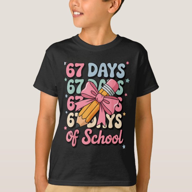 67 Days Of School Teacher Shirt Cute Preppy Cow Gi (Vorderseite)