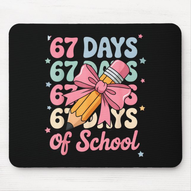 67 Days Of School Teacher Shirt Cute Preppy Cow Gi Mousepad (Vorne)