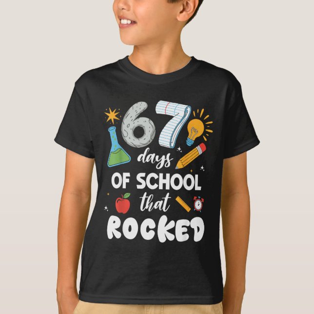 67 Days Of School That Rocked  T-Shirt (Vorderseite)