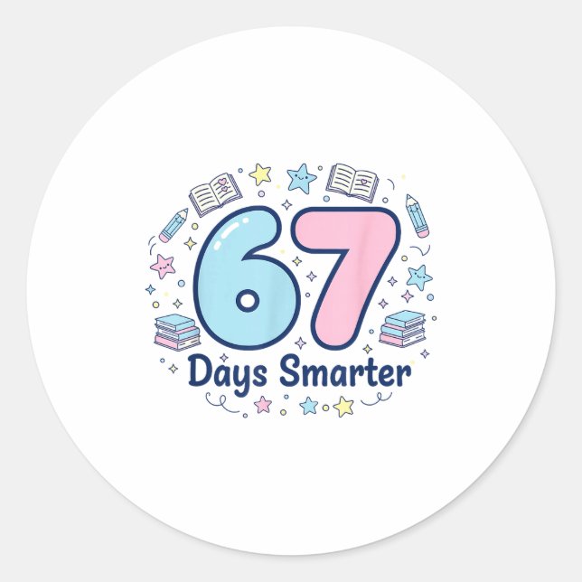 67 Days Smarter 67th Day Of School For Teacher Boy Runder Aufkleber (Vorderseite)