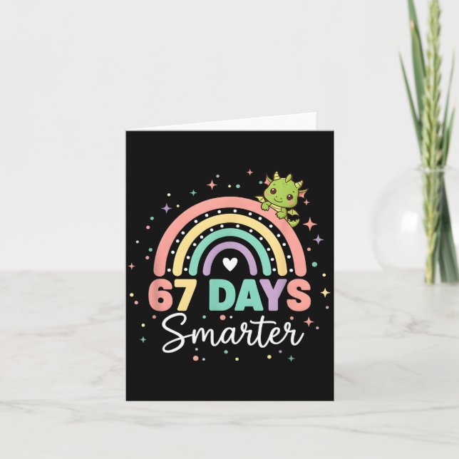 67 Days Smarter Funny Dragon Rainbow Kids 67 Meme  Karte (Vorderseite)