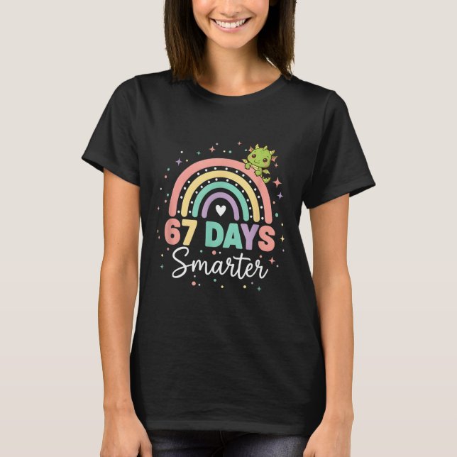 67 Days Smarter Funny Dragon Rainbow Kids 67 Meme  T-Shirt (Vorderseite)