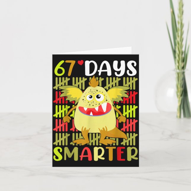 67 Days Smarter Little Monster 67th Day School Gir Karte (Vorderseite)