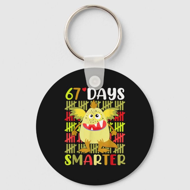 67 Days Smarter Little Monster 67th Day School Gir Schlüsselanhänger (Vorderseite)