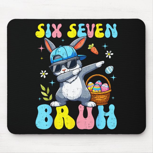 67 Easter Day Rabbit Six Seven Bruh Dabbing Bunny  Mousepad (Vorne)
