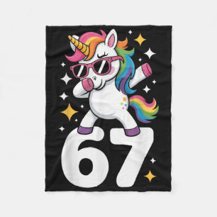 67 Einhorn Dabbing Six Seven Meme Lustig Fleecedecke
