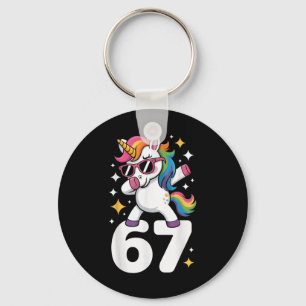 67 Einhorn Dabbing Six Seven Meme Lustig Schlüsselanhänger
