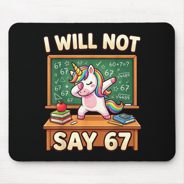 67 Einhorn für Mädchen Sechs Sieben Meme Brainrot  Mousepad (Vorne)