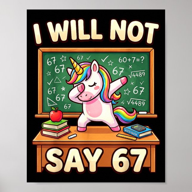67 Einhorn für Mädchen Sechs Sieben Meme Brainrot  Poster (Vorne)
