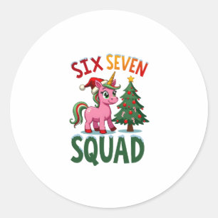 67 Einhorn Weihnachten Dabbing für Mädchen Kinder Runder Aufkleber