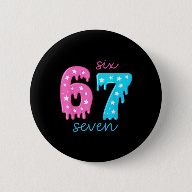 67 Eis-Drip-Meme 6 7 Halloween-Kostüm Paar Button (Vorderseite)