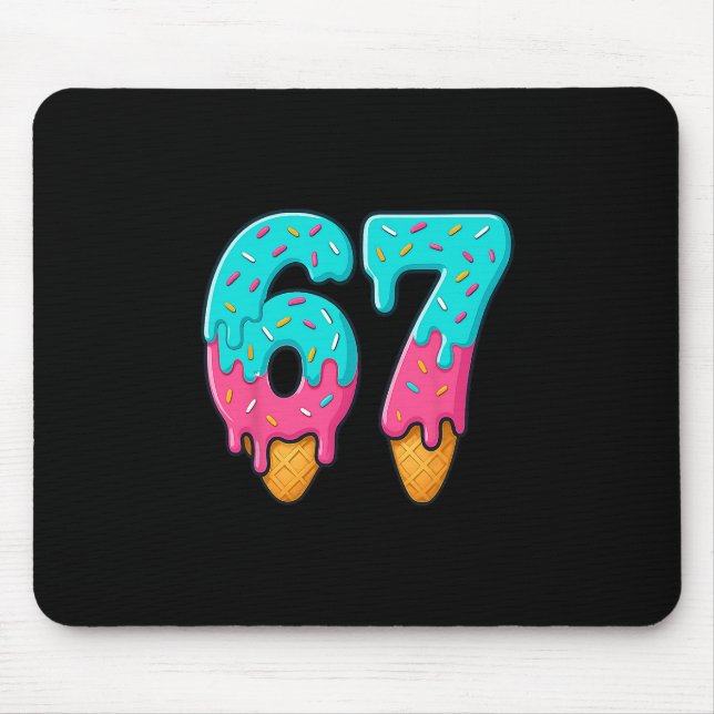 67 Eis-Drip-Meme Lustig Six Seven Gen Alpha S Mousepad (Vorne)